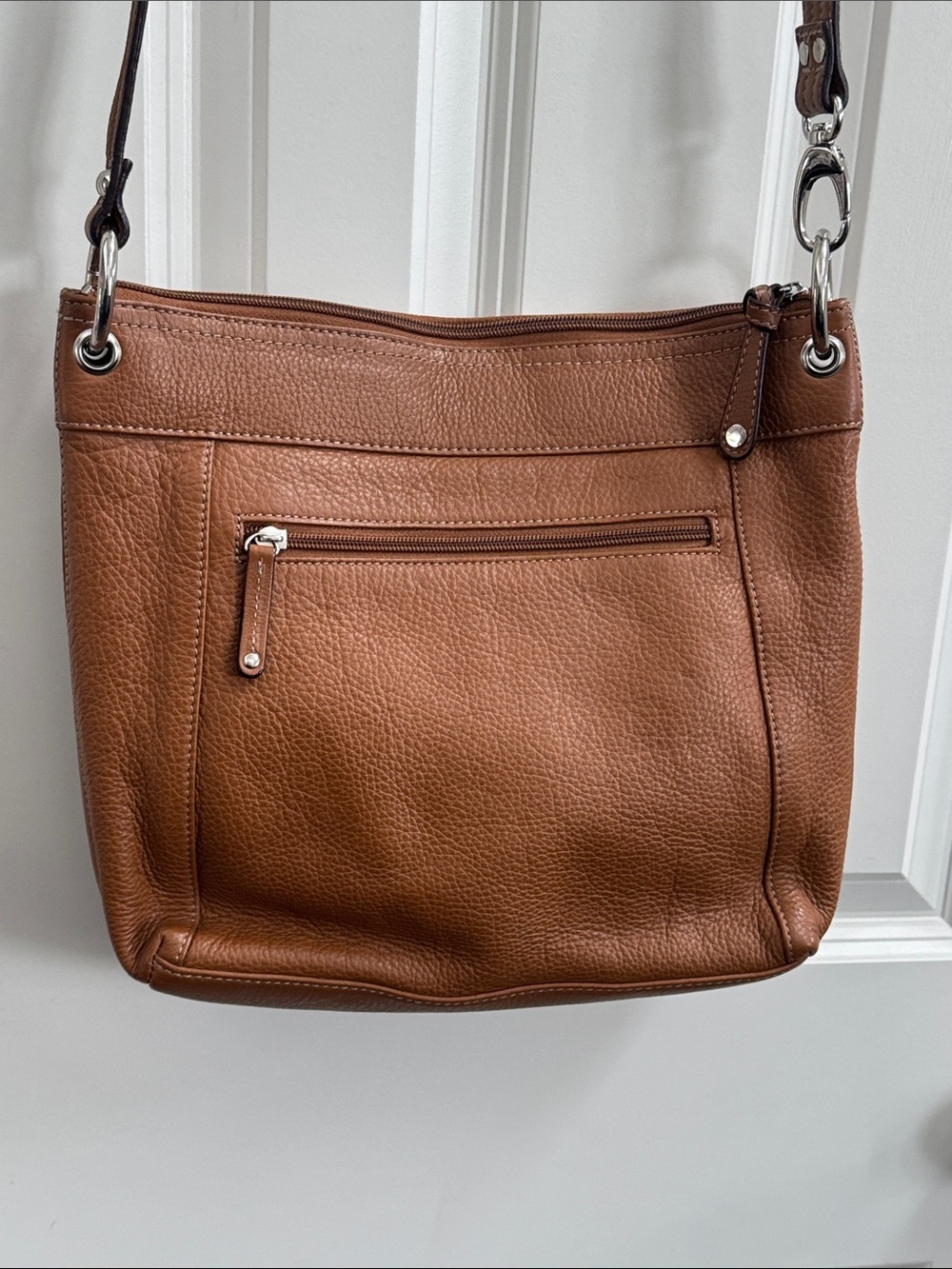 Tignanello Cognac Brown Leather Crossbody with Dual Front Zips - Picture 9 of 10